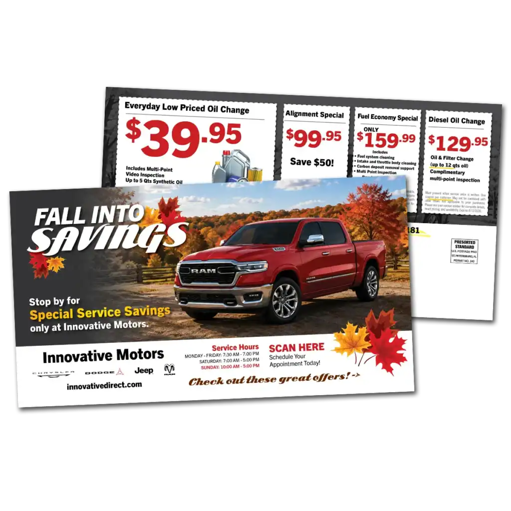 Automotive service direct mail campaign example