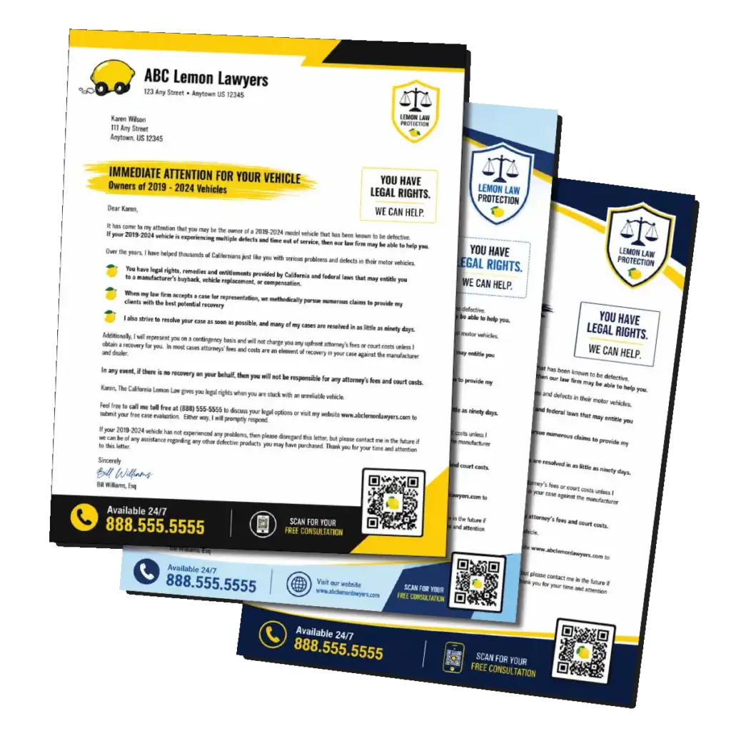 Lemon Law direct mail campaign example