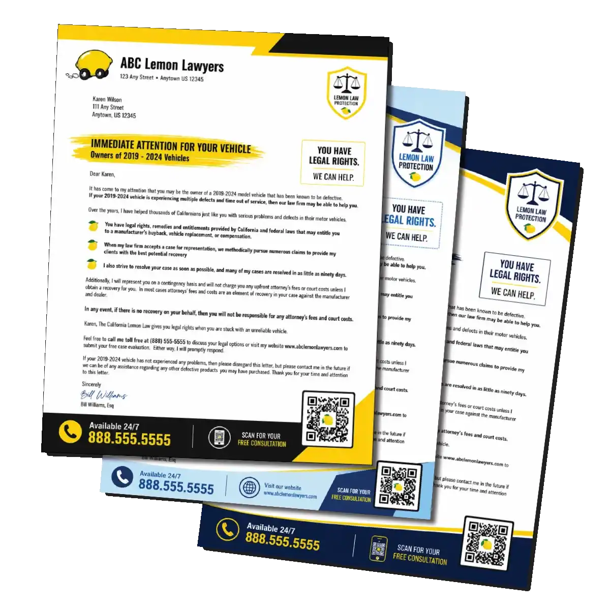 Lemon Law direct mail campaign example